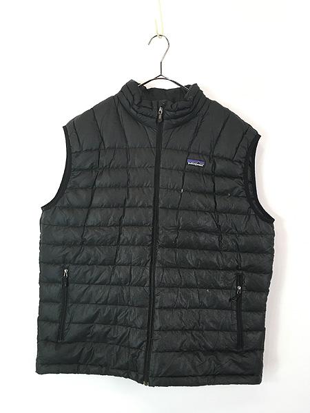 古着 11s Patagonia 「ダウン セーター」 軽量 & 薄手 グース ダウン ベスト パッカブル 黒 L 古着
