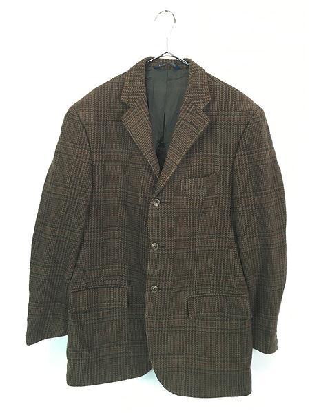 古着 90s Italy製 マルチ チェック カシミヤ ウール テーラード ジャケット 40R 古着