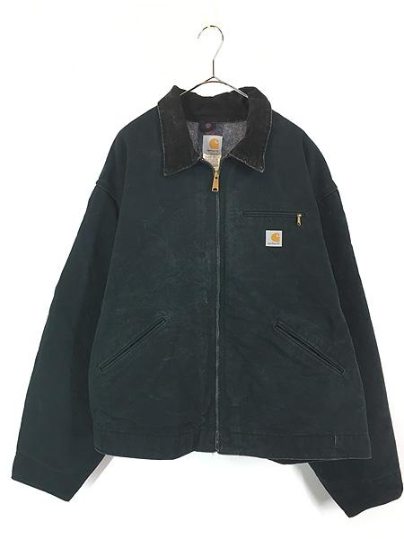 古着 90s Carhartt 裏地 ストライプ ブランケット ブラック ダック デトロイト ジャケット 56 古着