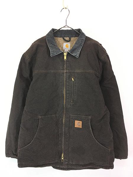 古着 Carhartt 裏ボア ダーク ブラウン ダック サンドストーン リッジ ジャケット コート M 古着
