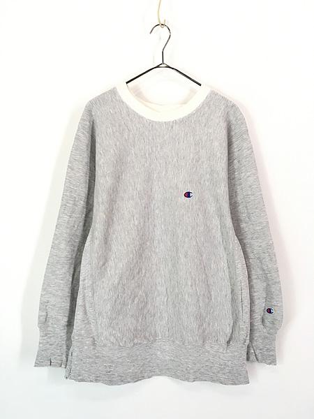 古着 80-90s Champion Reverse Weave ワンポイント リブ カスタム リバース スウェット グレー L位 古着