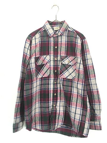 古着 90s USA製 FIVE BROTHER マルチ チェック ヘビー フランネル コットン シャツ ヘビネル Mの通販は 6,622円