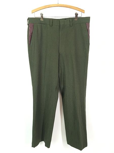 古着 80s USA製 LL Bean 本革 レザー 切替 ウィップコード ウール パンツ ストレート W35 L30 ミント!!の通販はワーク・カーゴパンツ