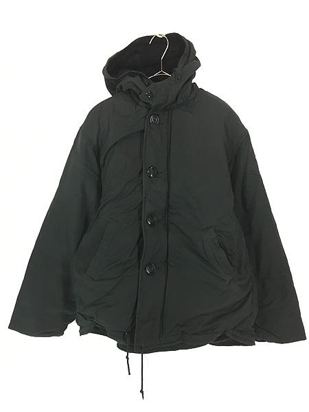 古着 80s カナダ軍 RCN 「Intermediate Cold Weather Parka」 防寒 デッキ フーデッド ジャケット パーカー ブラック 5RM 極上!!