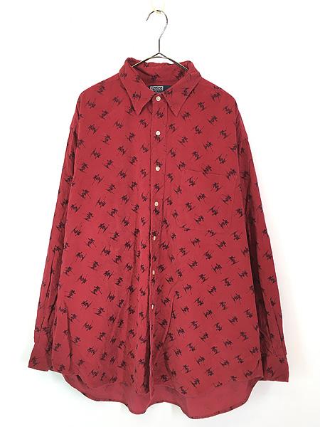 古着 Polo Ralph Lauren 「LOWELL SPORT」 スキー 総柄 細畝 コーデュロイ シャツ XL 古着