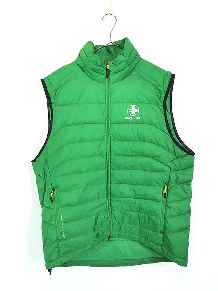 古着 RLX Ralph Lauren クロス ロゴ プリント ナイロン ダウン ベスト L 古着の通販は