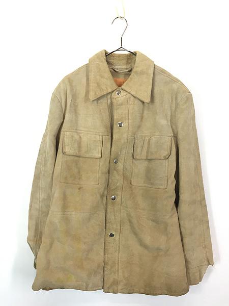 古着 70s BARACUTA スナップボタン 本革 スエード レザー シャツ ジャケット 42の通販はカジュアルジャケット