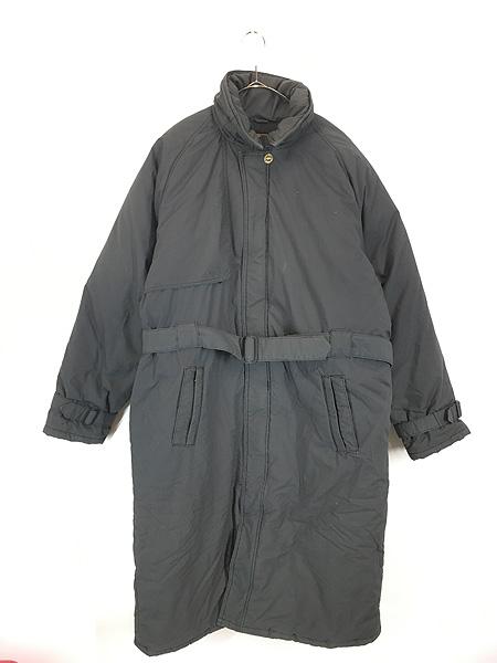 古着 90s Adventure 防寒 ブラック コットン シェル ハイネック ダウン ロング コート L