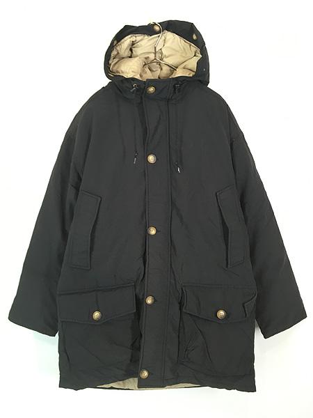 古着 90s WoolRich 60/40クロス フーデッド グース ダウン ジャケット パーカー ブラック!! XL
