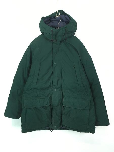 古着 90s Eddie Bauer 「Ridge Line」 2way コットンクロス グース ダウン ジャケット パーカー コート グリーン L