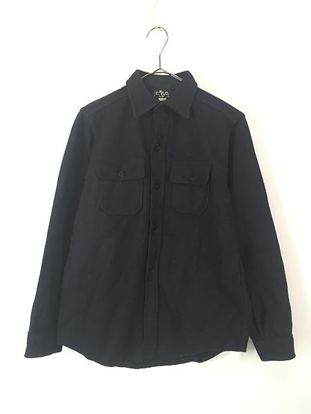 古着 60s SALANT CO アンカーボタン CPO ヘビー シルク ウール シャツ Dネイビー L