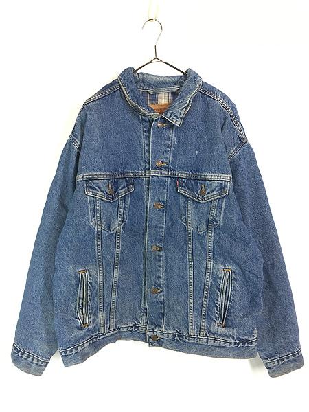 古着 90s USA製 Levi's 70699-0289 デカタグ チェック ライナー デニム ビッグシルエット トラッカー ジャケット Gジャン XL