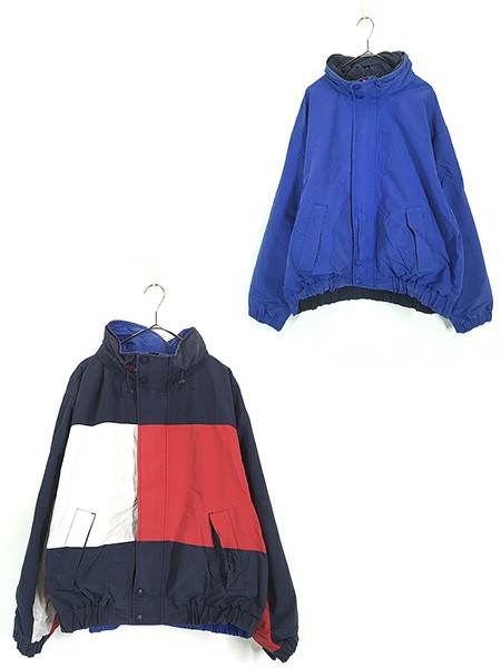 古着 90s TOMMY HILFIGER フラッグ パターン 3way リバーシブル ジャケット XL 古着