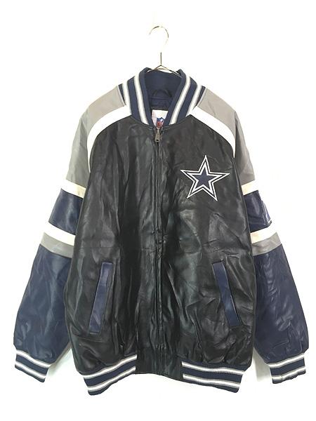 古着 90s NFL Dallas Cowboys カウボーイズ パデット フェイクレザー ジャケット XL 古着