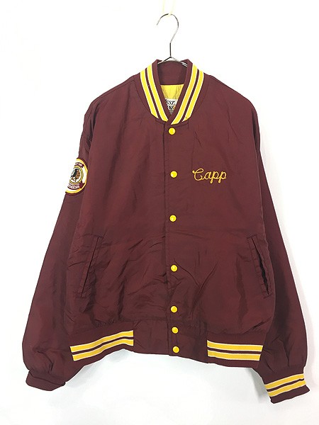 古着 80s NFL Washington Redskins レッドスキンズ 光沢 サテン スタジャン ジャケット L 古着