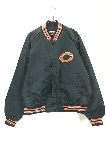 古着 80s STARTER NFL Chicago Bears ベアーズ 光沢 サテン スタジャン ジャケット XL位 古着