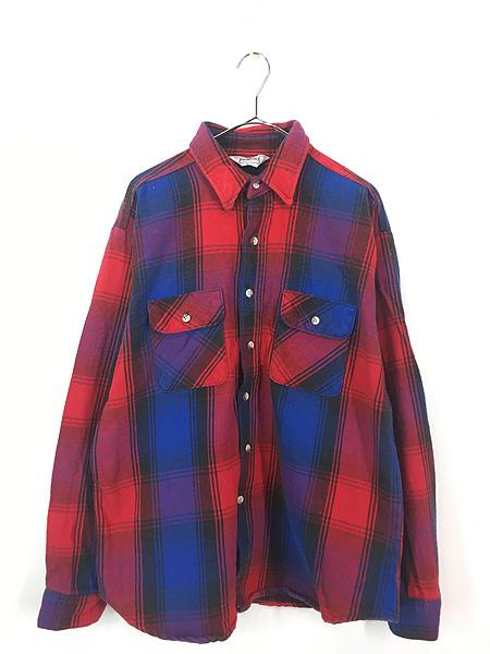 古着 80s USA製 FIVE BROTHER 3カラー バッファロー チェック ヘビー フランネル コットン シャツ ヘビネル XLの通販は