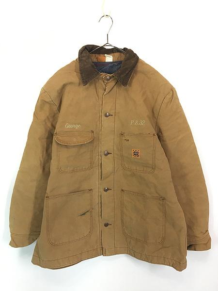 古着 70-80s USA製 BIG BEN by Wrangler ブランケット ライナー ブラウン ダック ワーク カバーオール ジャケット 44R