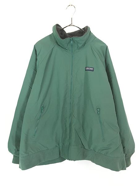 古着 90s LANDS' END フリース ライナー パデッド シェルド ジャケット エメラルドグリーン XL(18-20)