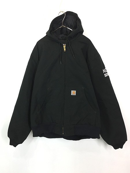 古着 Carhartt 「extremes」 撥水 ナイロン ブラック ダック パデット アクティブ パーカー L Tall 古着