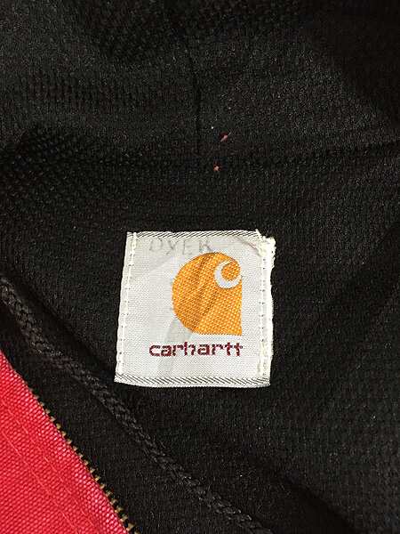 古着 80-90s Carhartt 裏地 メッシュ レッド ダック アクティブ パーカー ジャケット L位 古着