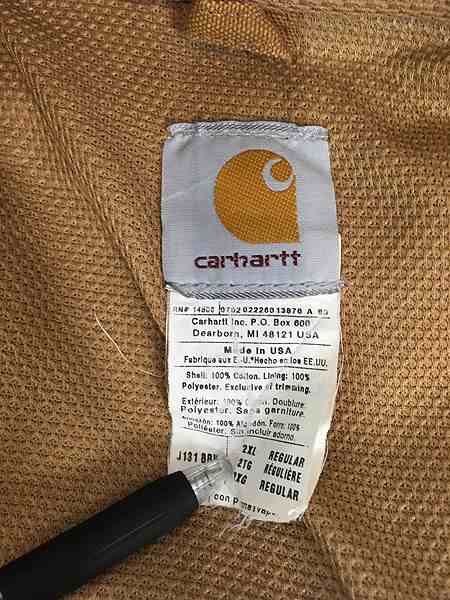 古着 90s USA製 Carhartt 裏地 メッシュ ブラウン ダック アクティブ パーカー ジャケット XXL 古着