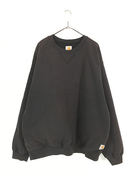 古着 90s- Carhartt 裏地 メッシュ ポケット付 スウェット トレーナー 黒 XXL位 古着