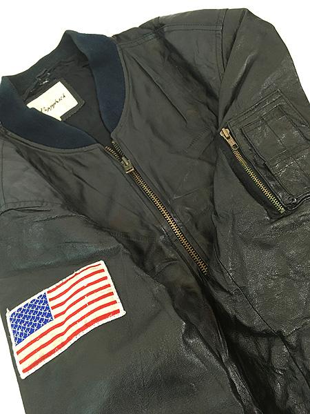 古着 90s 「MARINES」 USMC 星条旗 本革 オール レザー MA-1