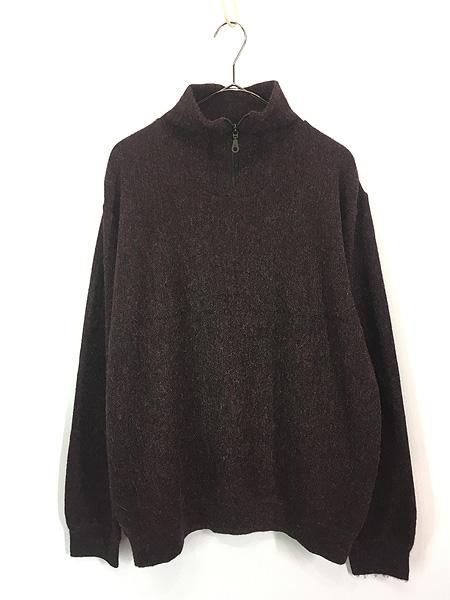 古着 90s- ペルー製 Mon Repos ハーフジップ ハイネック 100% アルパカ ニット セーター L