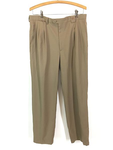 古着 00s Burberry London ワンポイント 上質 ウール タック スラックス パンツ スリム 44