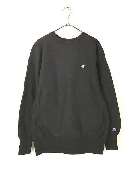 古着 90s USA製 Champion Reverse Weave ワンポイント リバース スウェット 黒 L 古着の通販は
