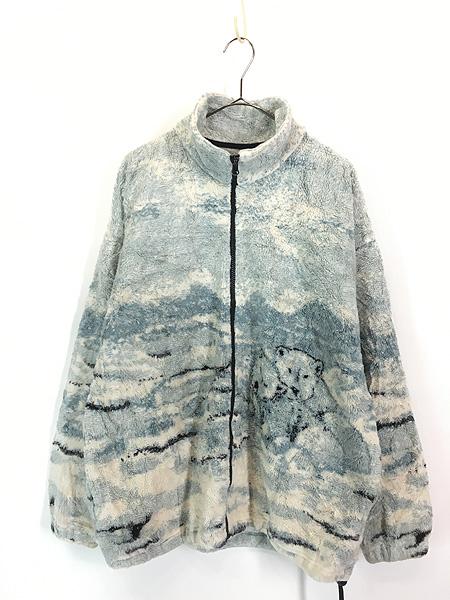 古着 90s USA製 Bear Ridge シロクマ アニマル フリース ジャケット L 古着