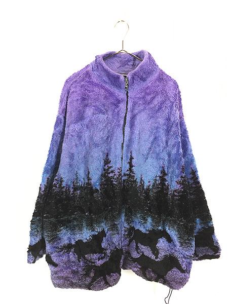 古着 90s USA製 BLACK MOUNTAIN 馬 ホース アニマル フリース ジャケット XXL 古着