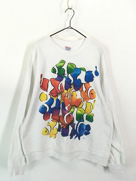 古着 90s 熱帯魚 おさかな ニモ カクレクマノミ アート グラフィック スウェット トレーナー XL 古着