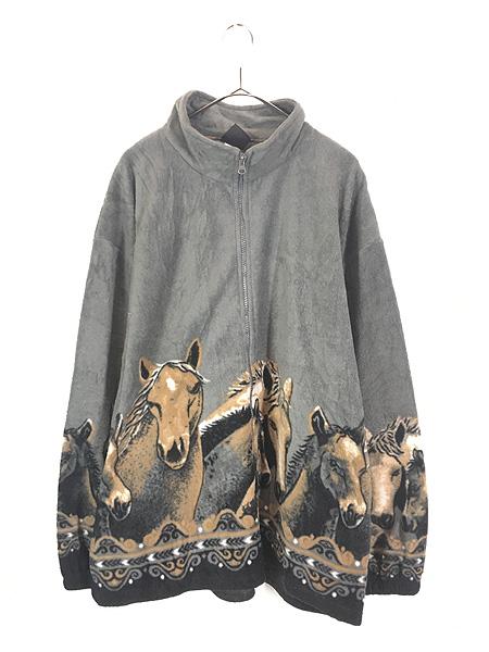古着 90s MAZMANIA 馬 ホース アニマル フリース ジャケット XL 古着