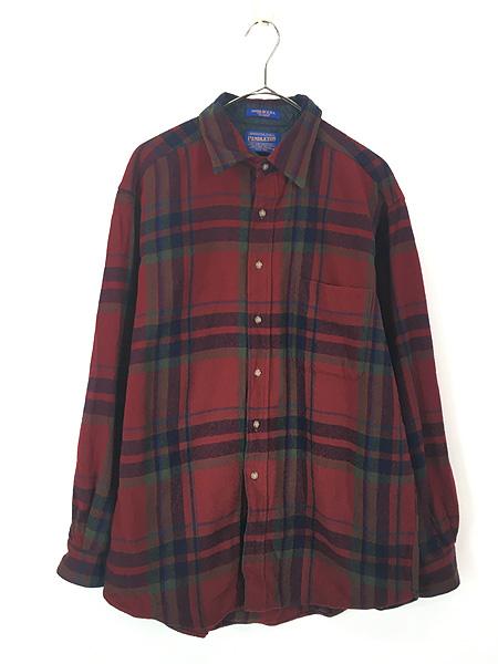 古着 90s USA製 Pendleton カラフル チェック ウール シャツ Lの通販は