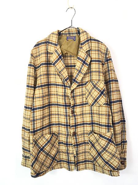 古着 70s Pendleton レトロ チェック ウール テーラード ジャケット M