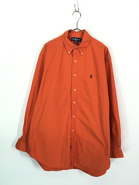 古着 90s Ralph Lauren 「BLAKE」 ワンポイント ソリッド BD シャツ オレンジ L 古着の通販は