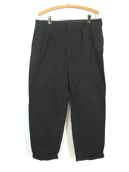 古着 90s Polo Ralph Lauren タック ブラック チノ パンツ ストレート W35 L29 古着