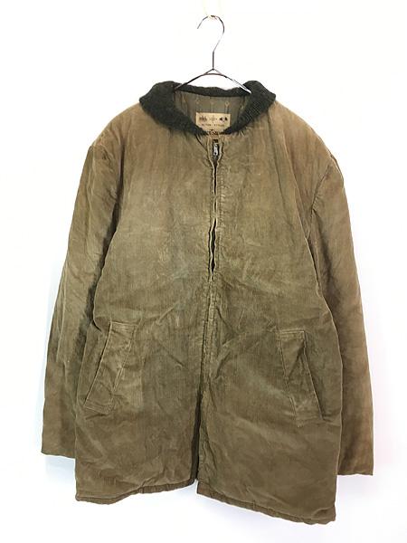 古着 50s Sportswear 小紋柄 キルティング ライナー コーデュロイ ファラオ ジャケット コート XL位