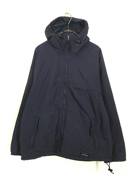 古着 90s USA製 LL Bean 無地 ソリッド 高性能 3M パデッド フルジップ シェル パーカー M