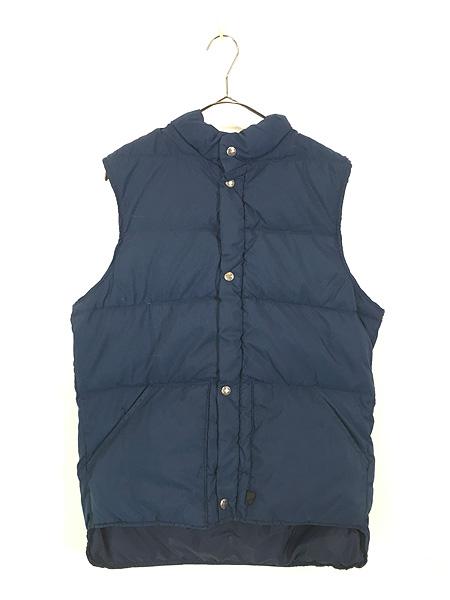 古着 70-80s WoolRich 計量 100% ナイロン シェル ダウン ベスト ネイビー L位