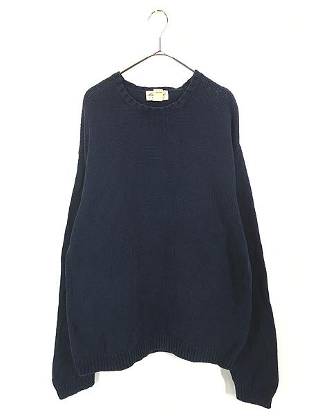 古着 90s Eddie Bauer 無地 プレーン ローゲージ コットン ニット セーター ネイビー XLの通販は 5,676円