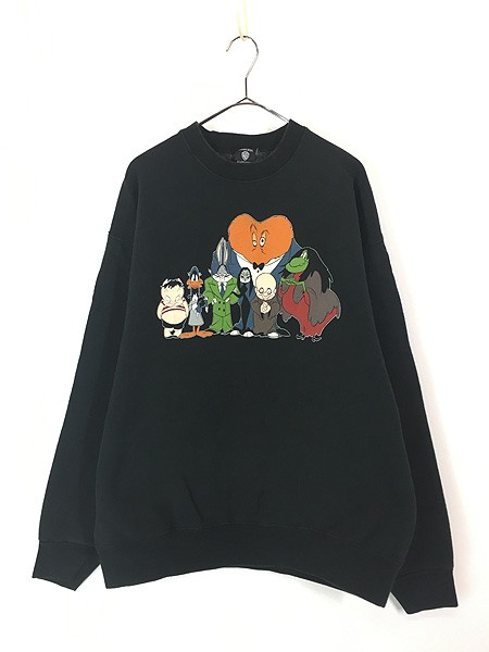 古着 90s USA製 LOONEY TUNES アダムス ファミリー コスチューム パロディー スウェット トレーナー XL 古着