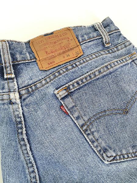 古着 90s USA製 Levi's 560-4891 ブルー デニム バギー パンツ ジーンズ 強テーパード W35 L31の通販は