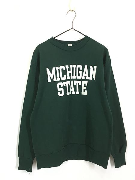 古着 80s USA製 Medallion 「MICHIGAN STATE」 オールド カレッジ スウェット トレーナー L