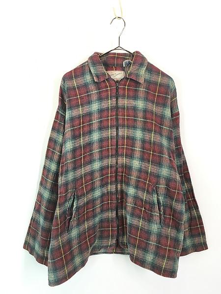 古着 90s Address Unknown オンブレ シャドー チェック フルジップ ビッグサイズ フランネル コットン ジャケット Sの通販は 8,415円