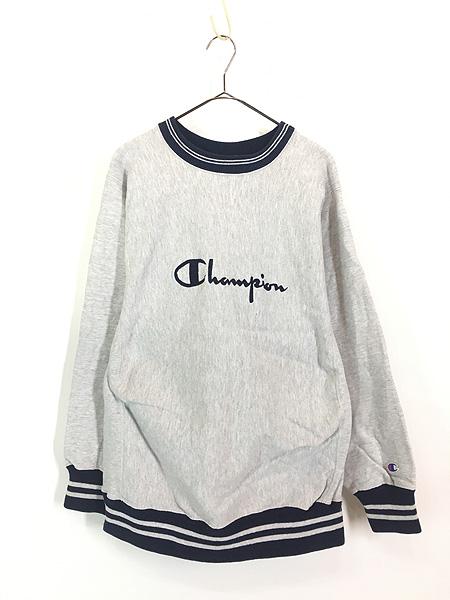古着 90s USA製 Champion Reverse Weave BIG ロゴ リブライン リバース スウェット L 古着