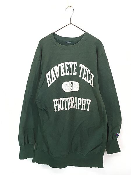 古着 90s Champion Reverse Weave 「HAWKEYE TECH PHOTOGRAPHY」 リバース スウェット XXXL位 古着