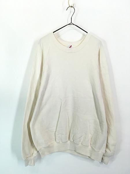 古着 90s USA製 Jerzees 無地 ソリッド プレーン ラグラン ビッグサイズ スウェット トレーナー 白 2X